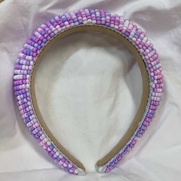 Anthropologie beaded puffy headband purple new without tags